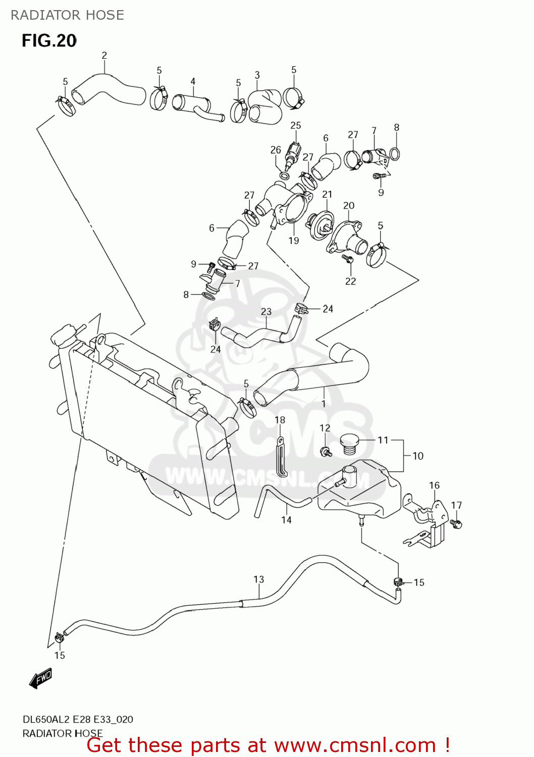 RADIATOR HOSE DL650A VSTROM 2012 (L2) USA (E03)