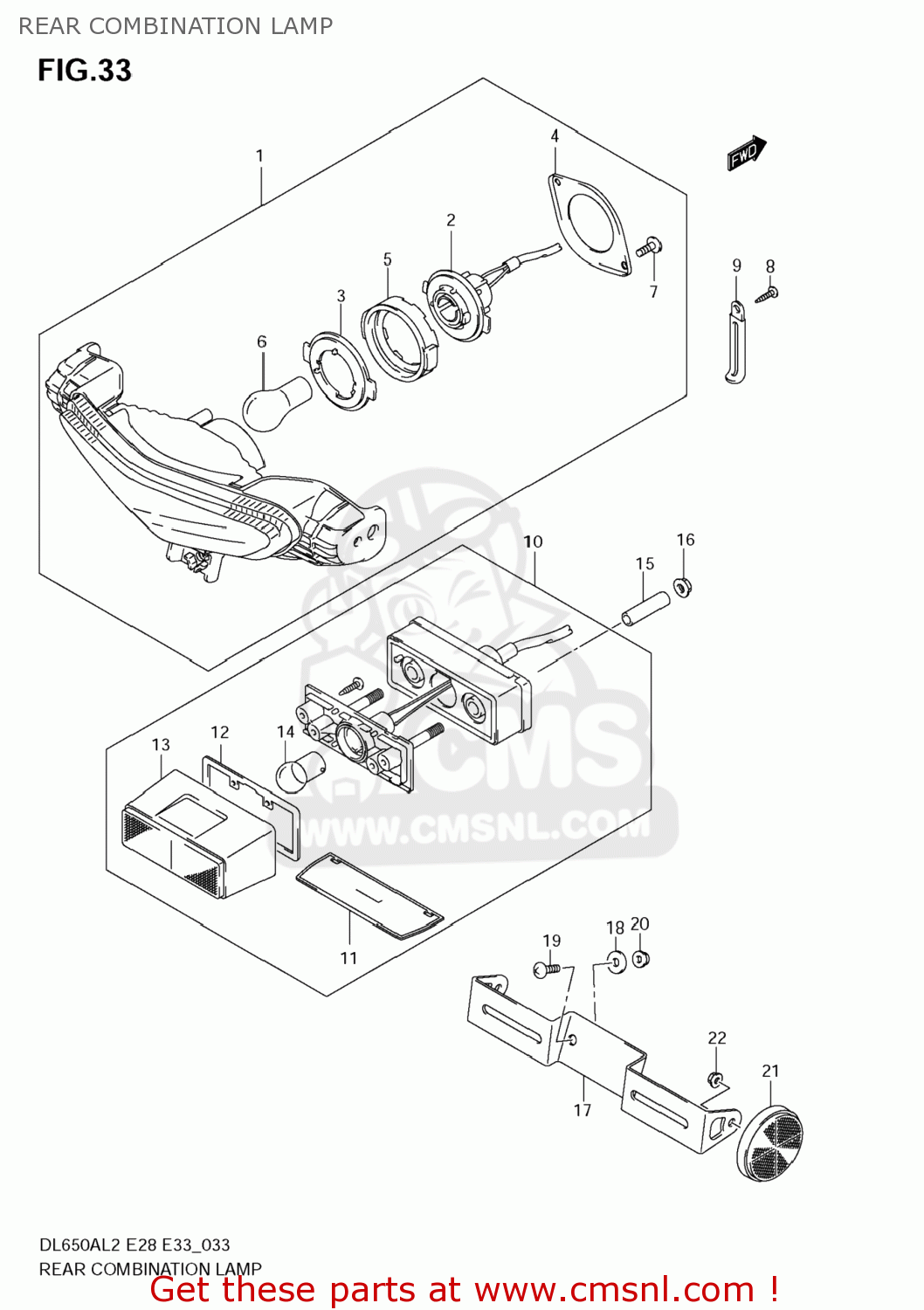 REAR COMBINATION LAMP DL650A VSTROM 2012 (L2) USA (E03)
