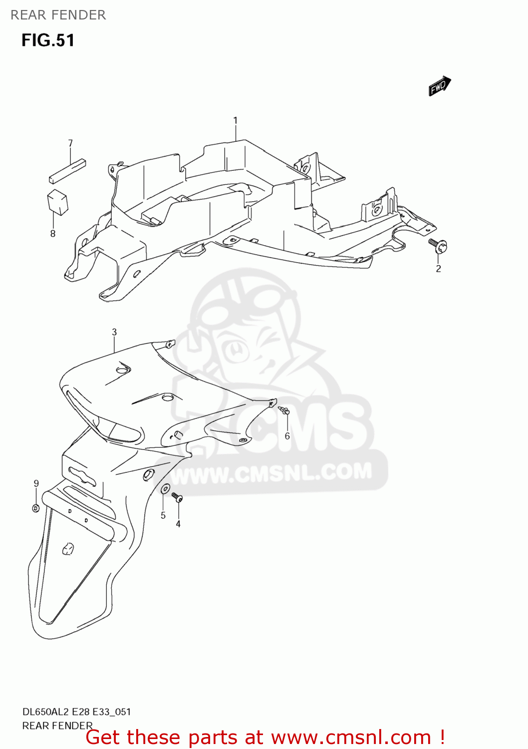 REAR FENDER DL650A VSTROM 2012 (L2) USA (E03)