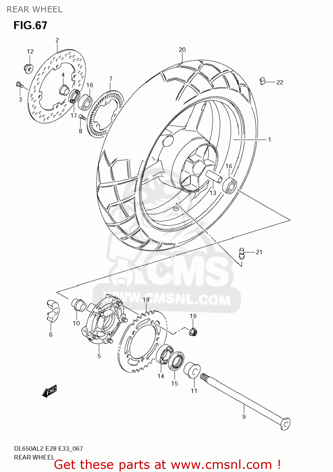 REAR WHEEL DL650A VSTROM 2012 (L2) USA (E03)