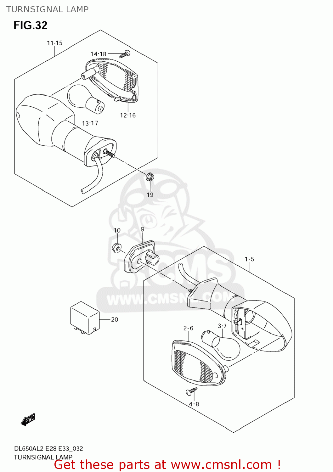 TURNSIGNAL LAMP DL650A VSTROM 2012 (L2) USA (E03)