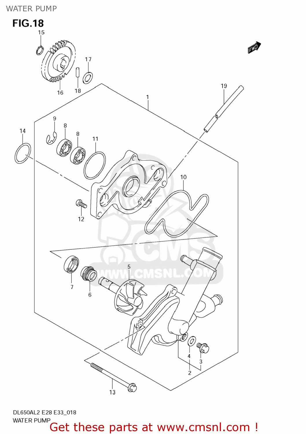 WATER PUMP DL650A VSTROM 2012 (L2) USA (E03)