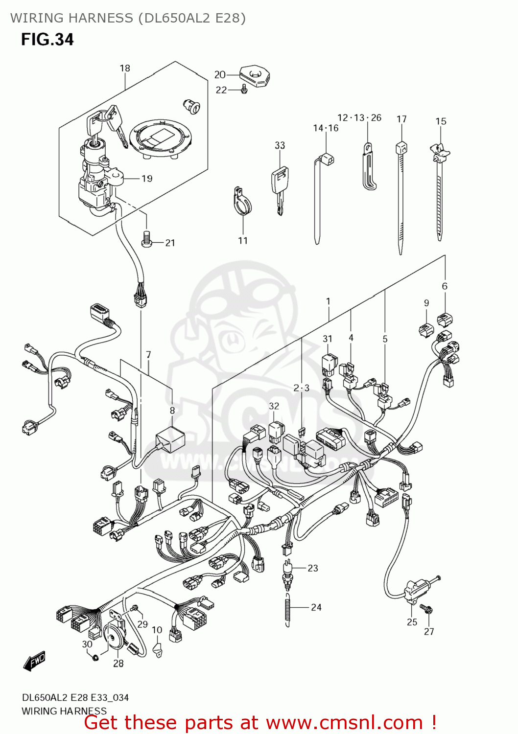 WIRING HARNESS (DL650AL2 E28) DL650A VSTROM 2012 (L2) USA (E03)