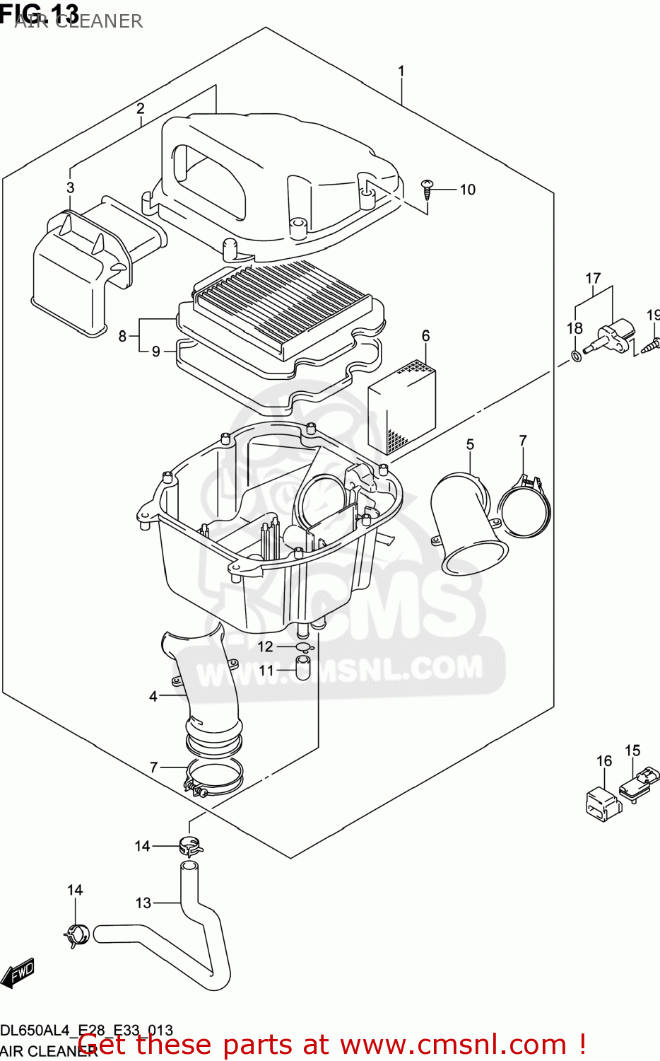 AIR CLEANER DL650A VSTROM 2014 (L4) USA (E03)