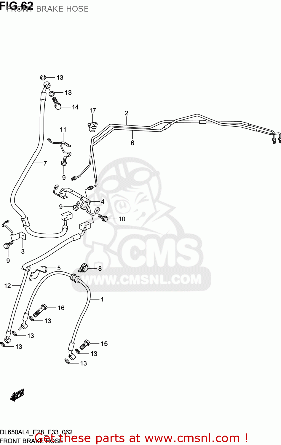 FRONT BRAKE HOSE DL650A VSTROM 2014 (L4) USA (E03)
