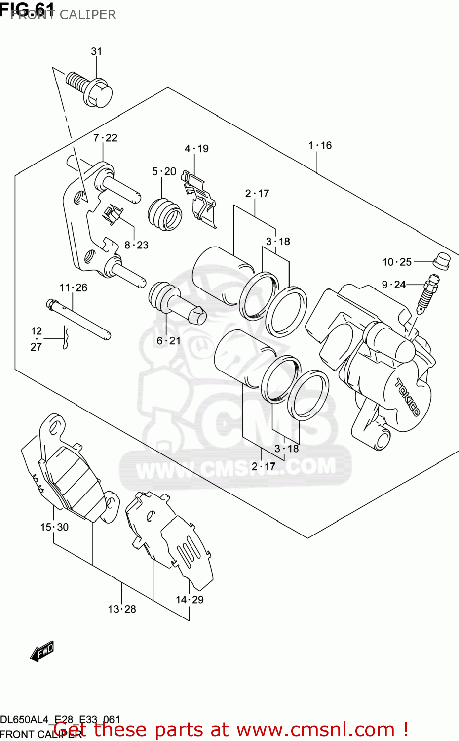 FRONT CALIPER DL650A VSTROM 2014 (L4) USA (E03)