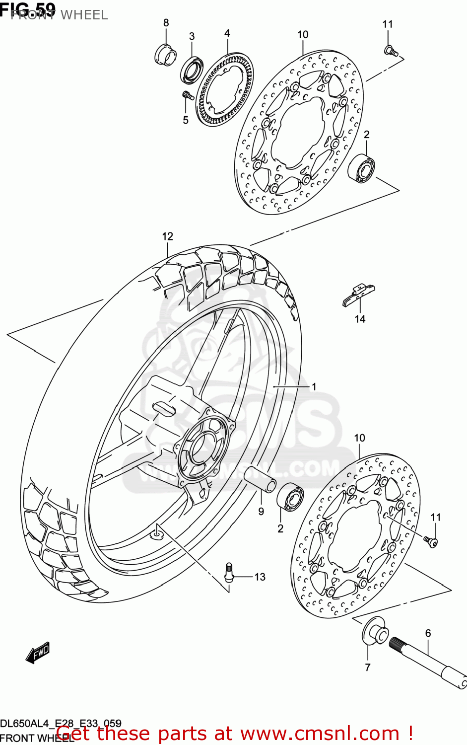 FRONT WHEEL DL650A VSTROM 2014 (L4) USA (E03)