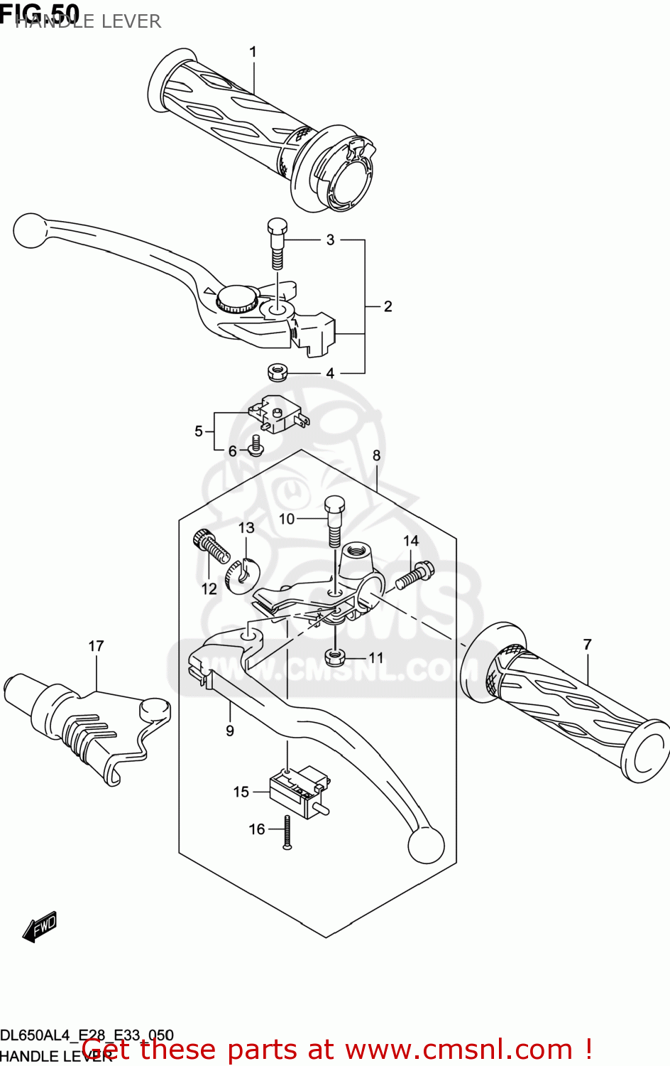 HANDLE LEVER DL650A VSTROM 2014 (L4) USA (E03)