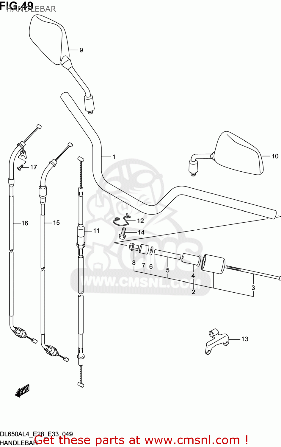 HANDLEBAR DL650A VSTROM 2014 (L4) USA (E03)