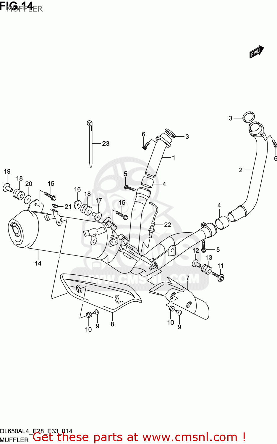MUFFLER DL650A VSTROM 2014 (L4) USA (E03)