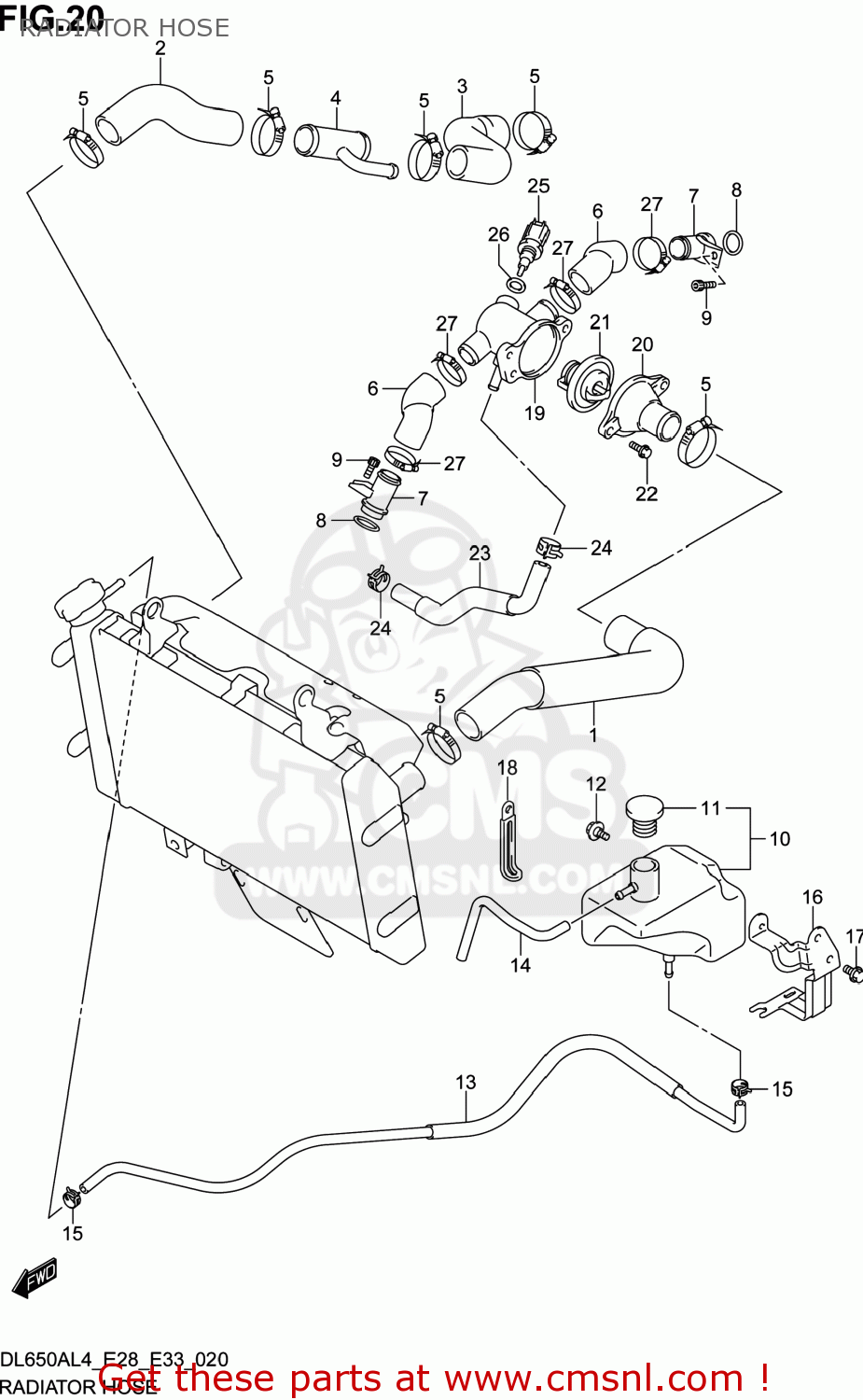RADIATOR HOSE DL650A VSTROM 2014 (L4) USA (E03)