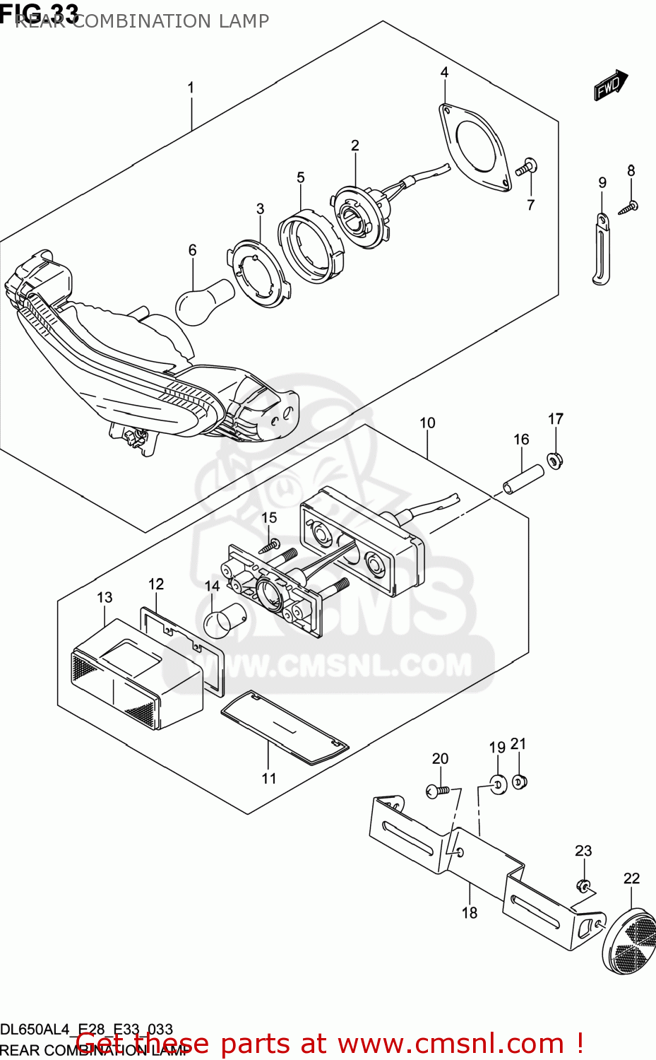 REAR COMBINATION LAMP DL650A VSTROM 2014 (L4) USA (E03)