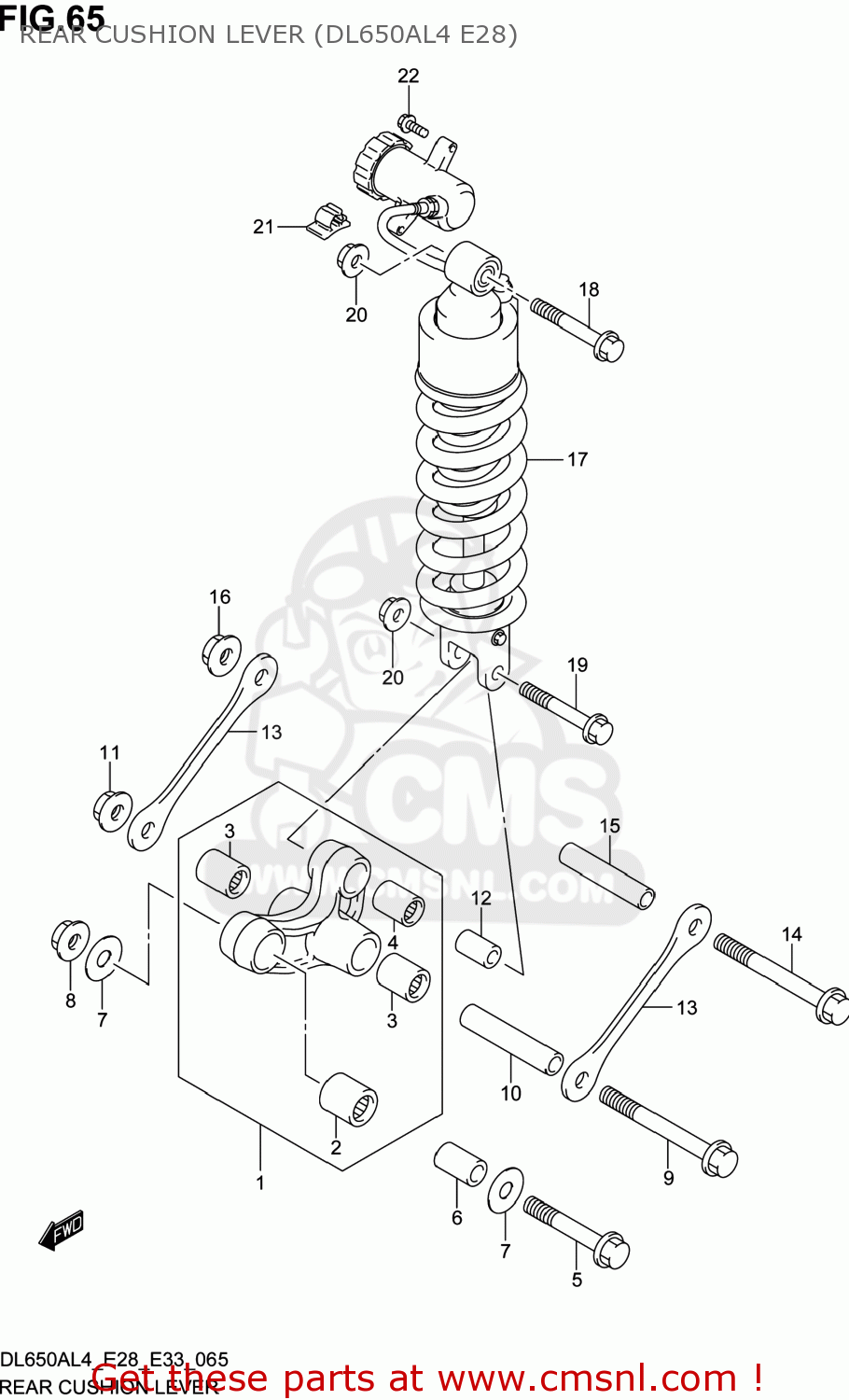 REAR CUSHION LEVER (DL650AL4 E28) DL650A VSTROM 2014 (L4) USA (E03)