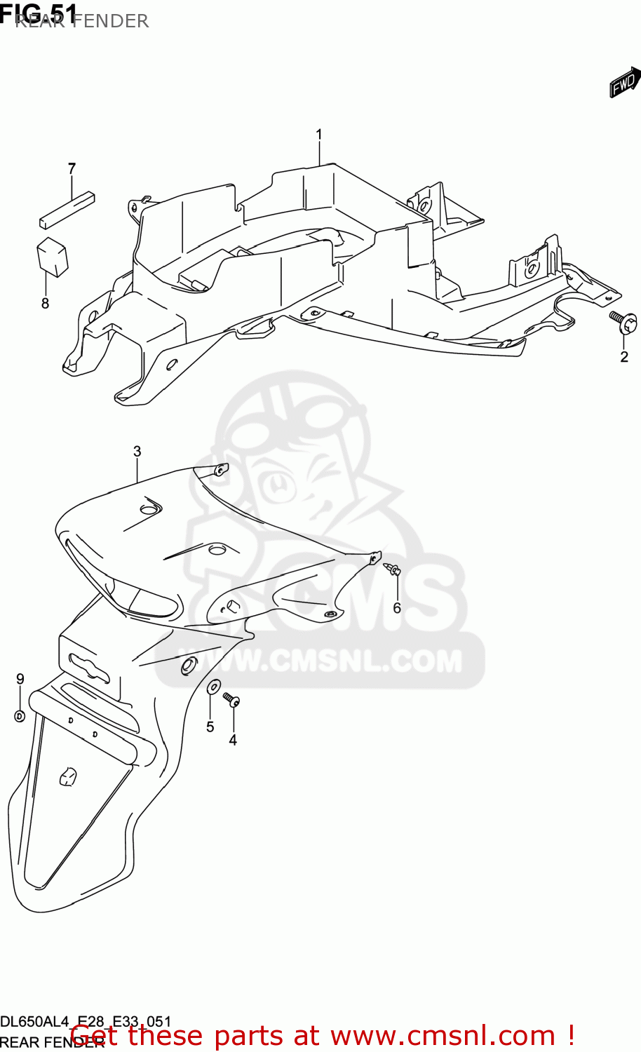 REAR FENDER DL650A VSTROM 2014 (L4) USA (E03)