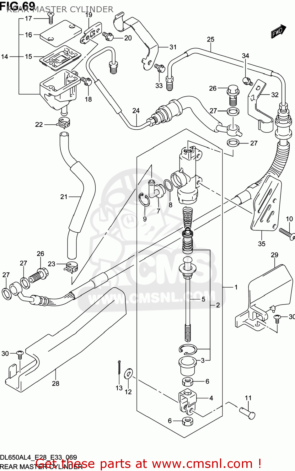 REAR MASTER CYLINDER DL650A VSTROM 2014 (L4) USA (E03)