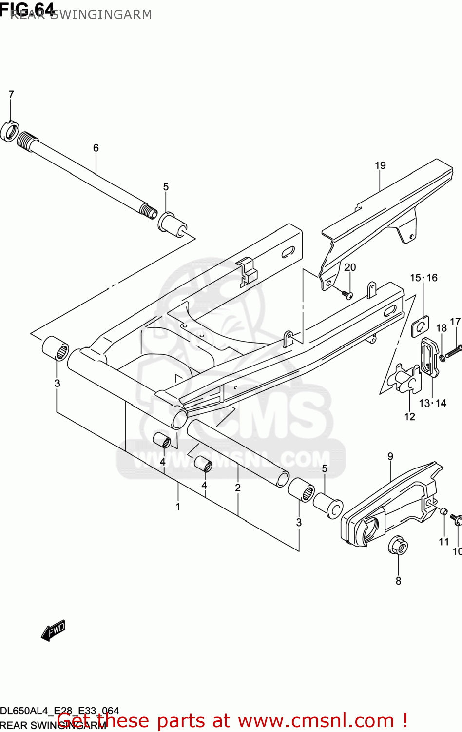 REAR SWINGINGARM DL650A VSTROM 2014 (L4) USA (E03)