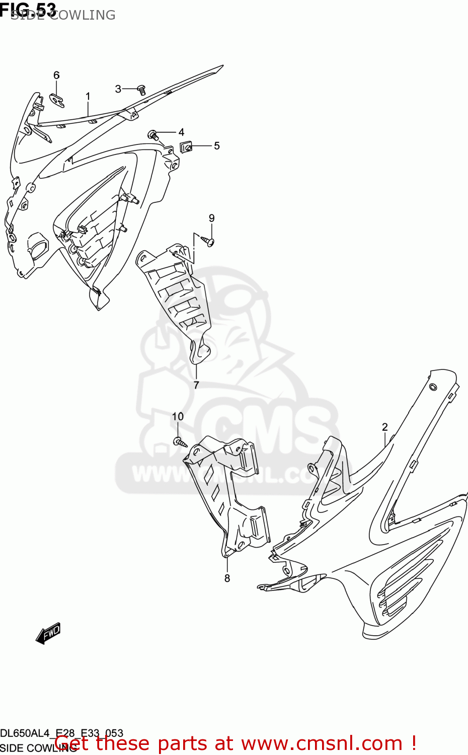 SIDE COWLING DL650A VSTROM 2014 (L4) USA (E03)