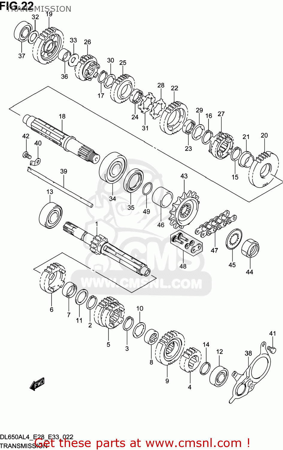 TRANSMISSION DL650A VSTROM 2014 (L4) USA (E03)