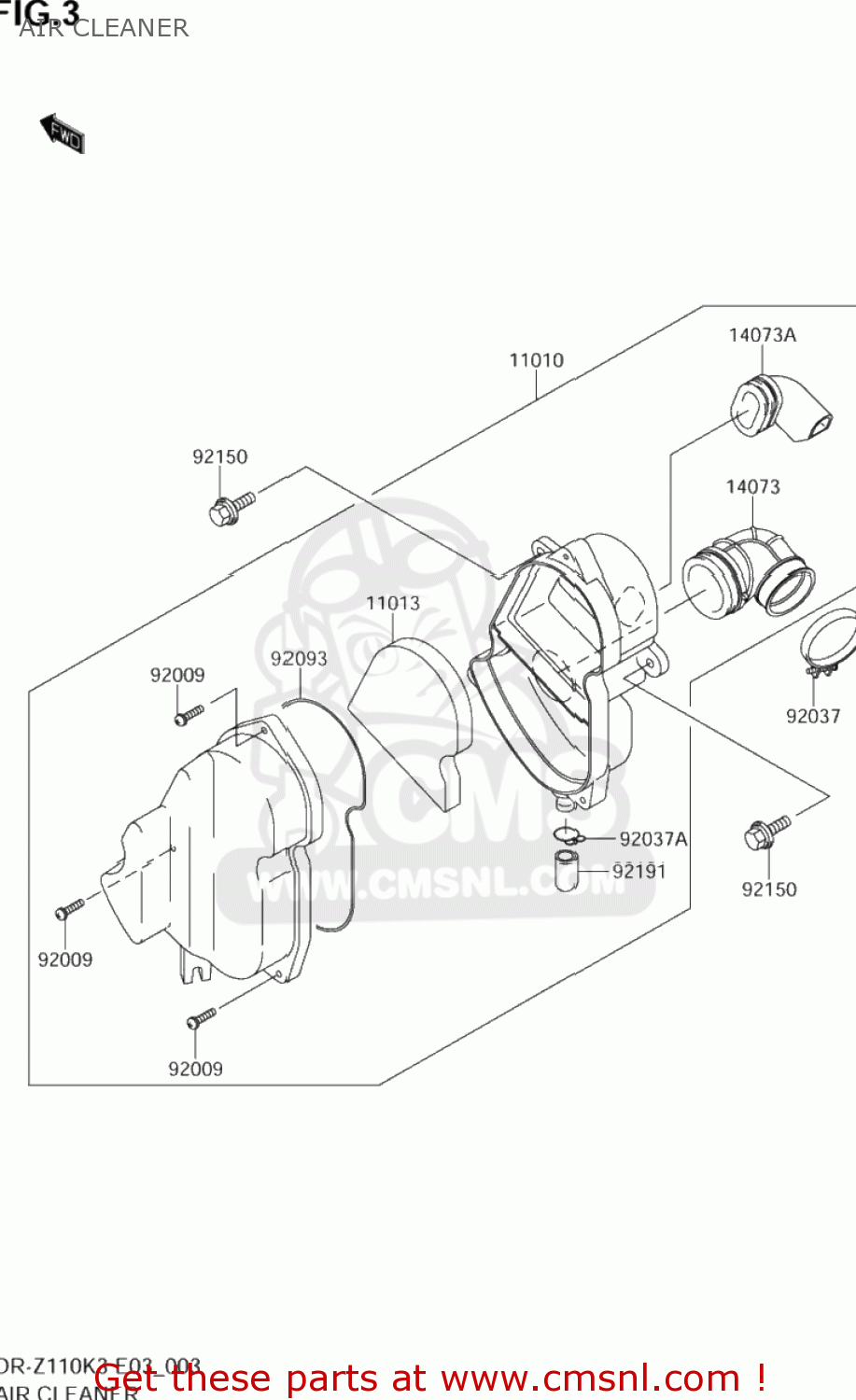 AIR CLEANER DR-Z110 2003 (K3) USA (E03) DRZ110 DR Z110