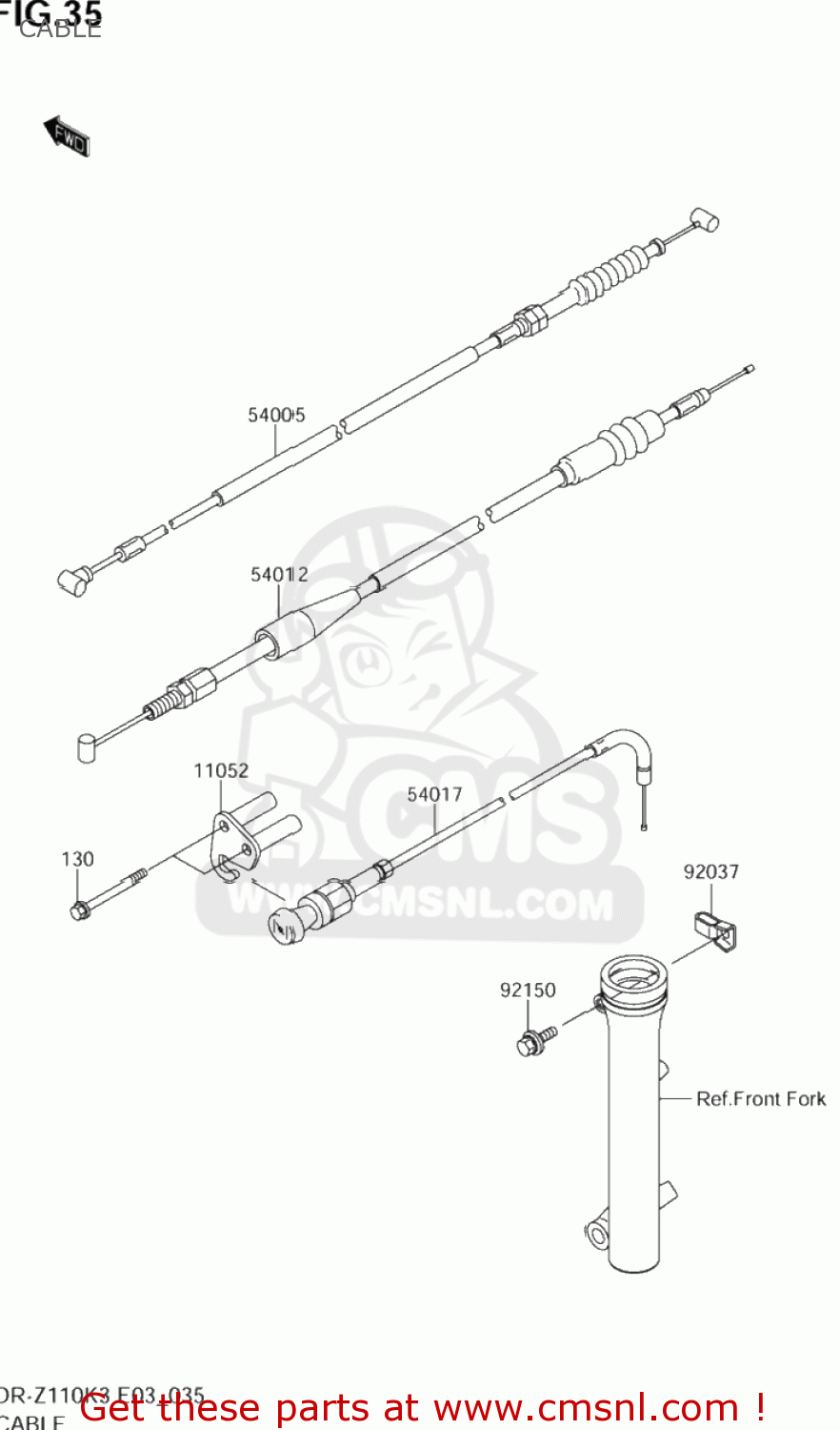 CABLE DR-Z110 2003 (K3) USA (E03) DRZ110 DR Z110