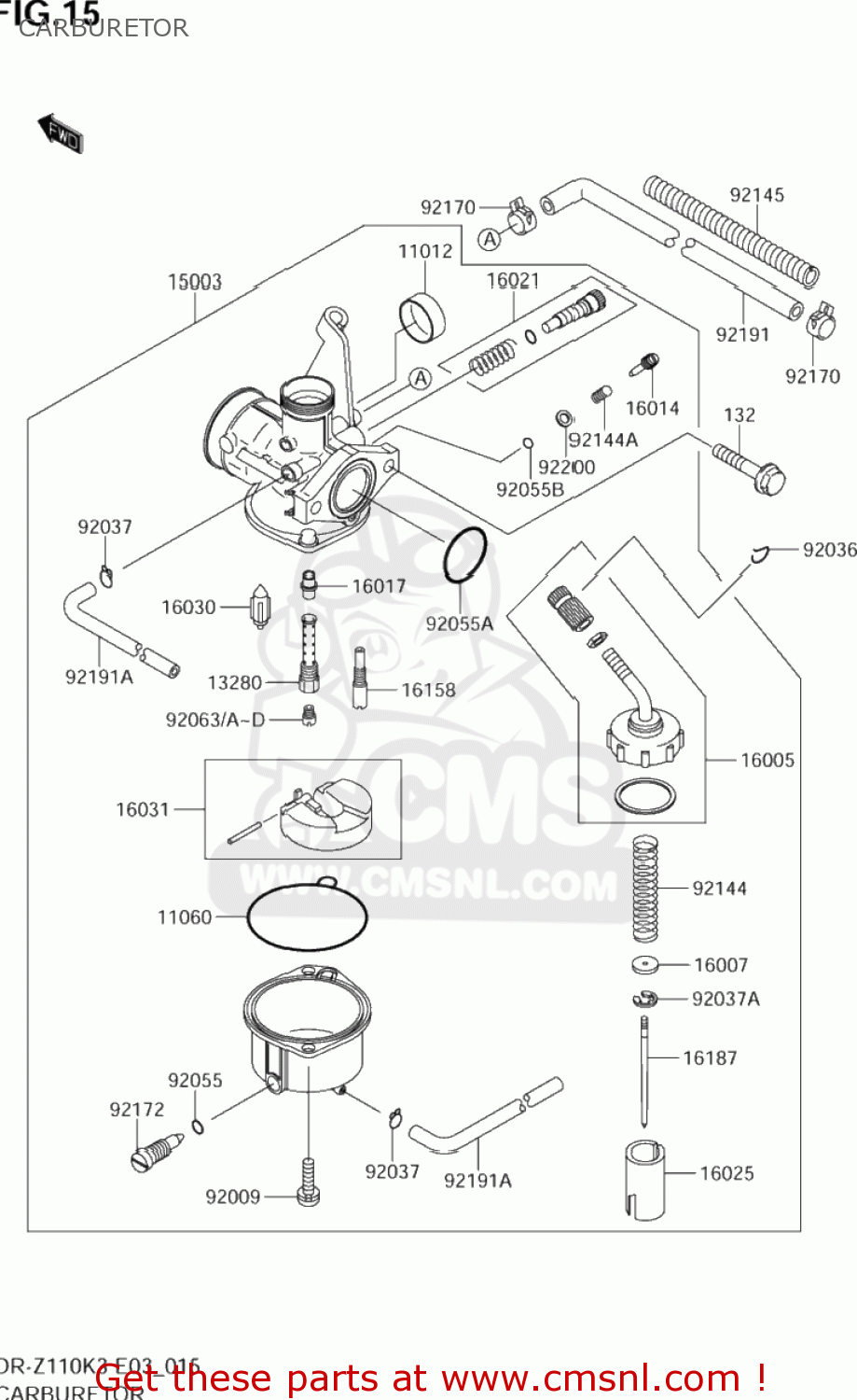 CARBURETOR DR-Z110 2003 (K3) USA (E03) DRZ110 DR Z110