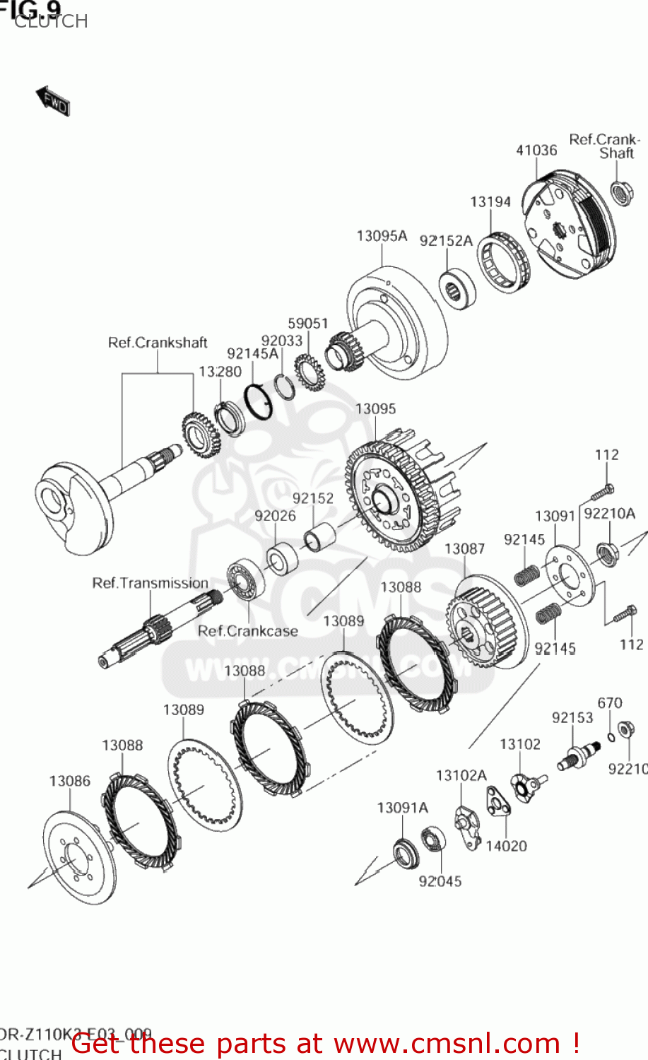 CLUTCH DR-Z110 2003 (K3) USA (E03) DRZ110 DR Z110