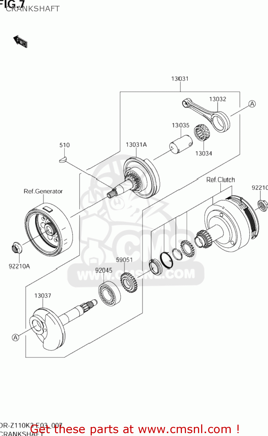 CRANKSHAFT DR-Z110 2003 (K3) USA (E03) DRZ110 DR Z110