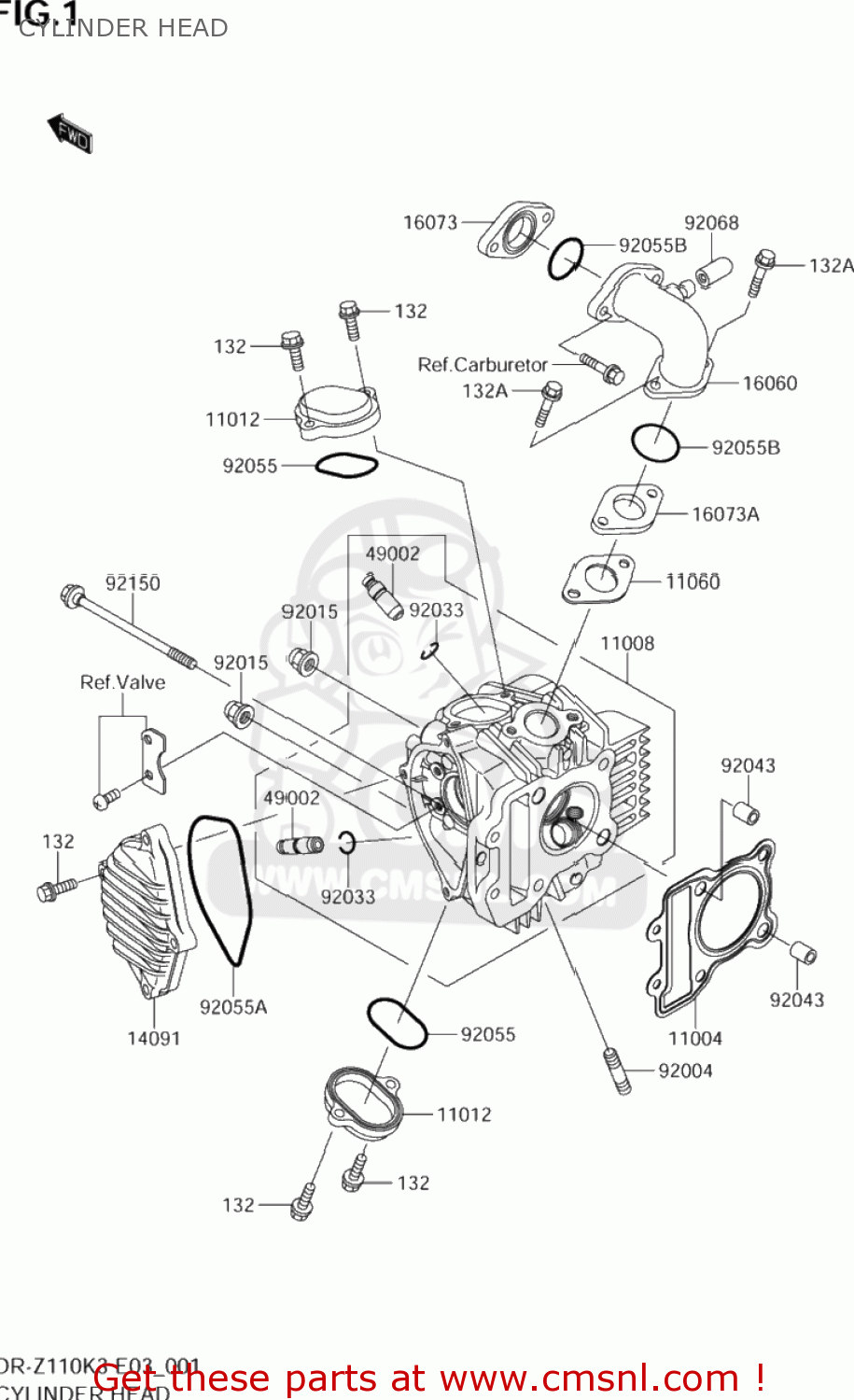 CYLINDER HEAD DR-Z110 2003 (K3) USA (E03) DRZ110 DR Z110