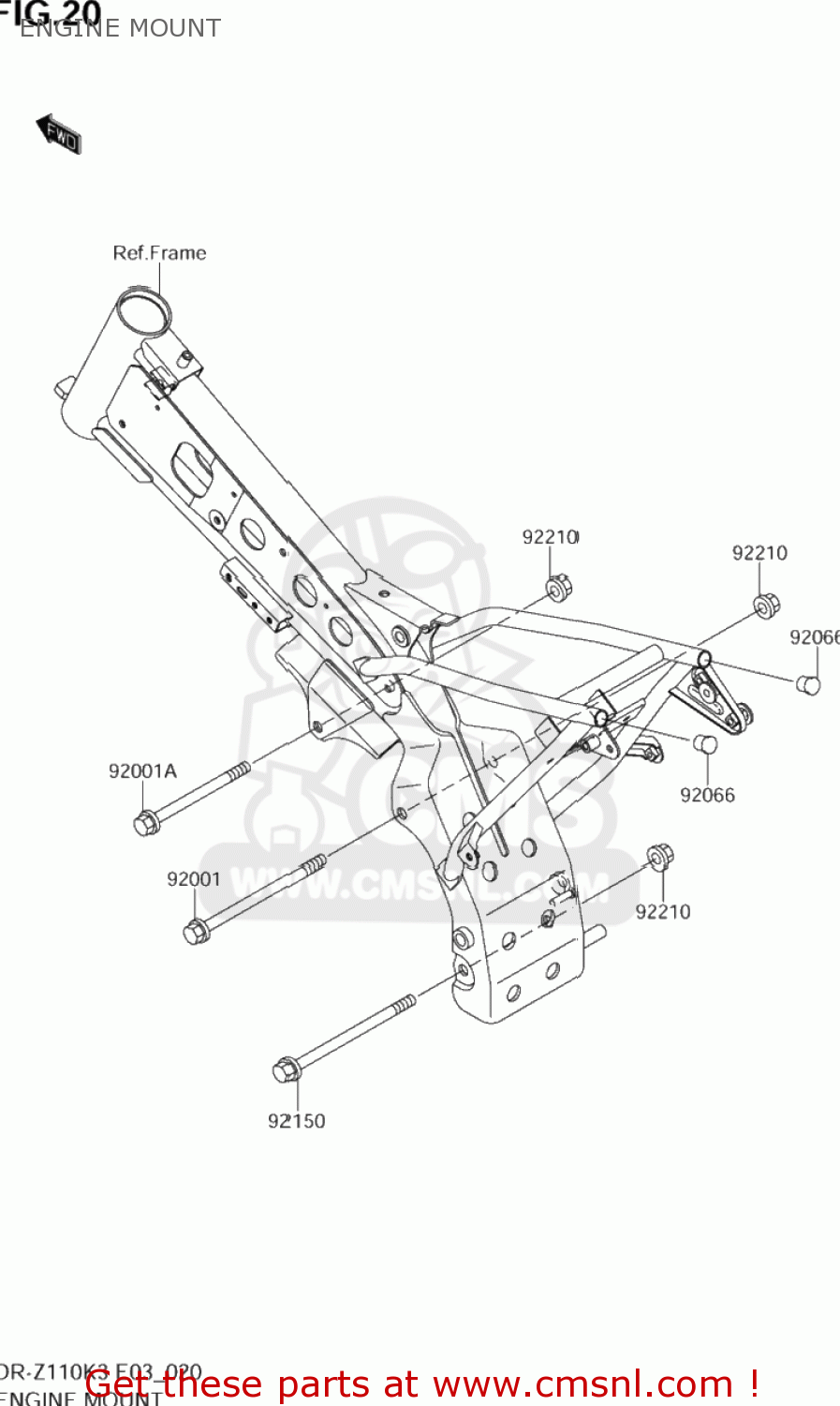 ENGINE MOUNT DR-Z110 2003 (K3) USA (E03) DRZ110 DR Z110