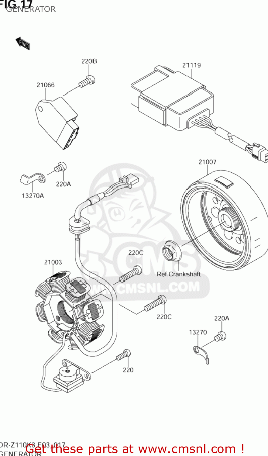 GENERATOR DR-Z110 2003 (K3) USA (E03) DRZ110 DR Z110