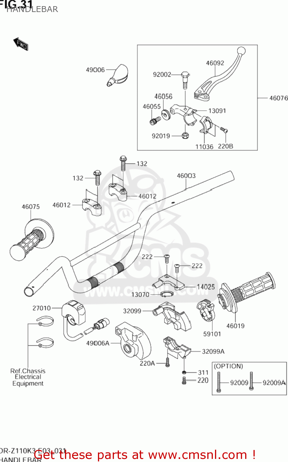HANDLEBAR DR-Z110 2003 (K3) USA (E03) DRZ110 DR Z110