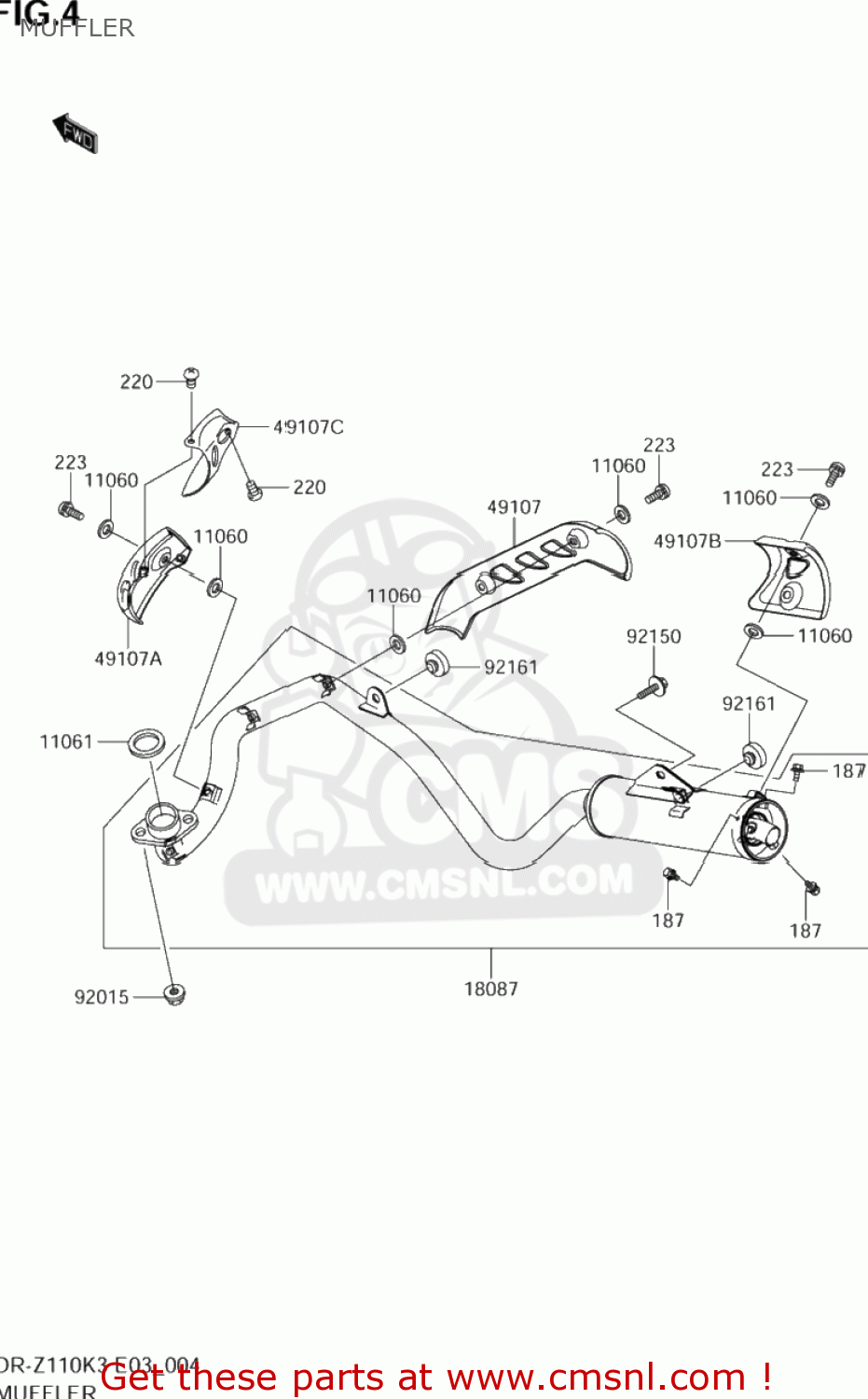 MUFFLER DR-Z110 2003 (K3) USA (E03) DRZ110 DR Z110
