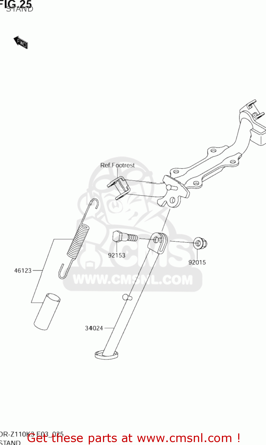 STAND DR-Z110 2003 (K3) USA (E03) DRZ110 DR Z110