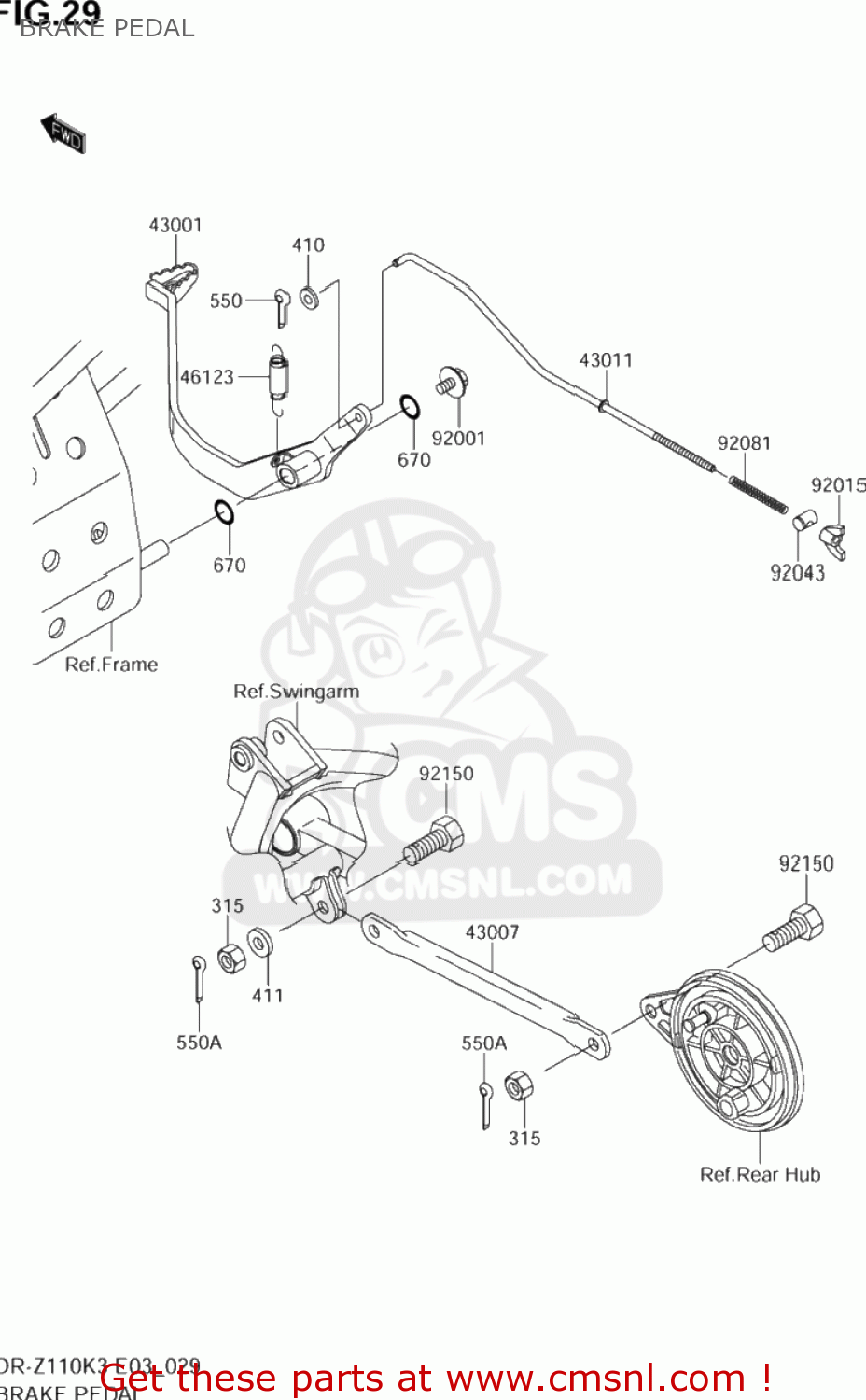 BRAKE PEDAL DR-Z110 2004 (K4) USA (E03) DRZ110 DR Z110