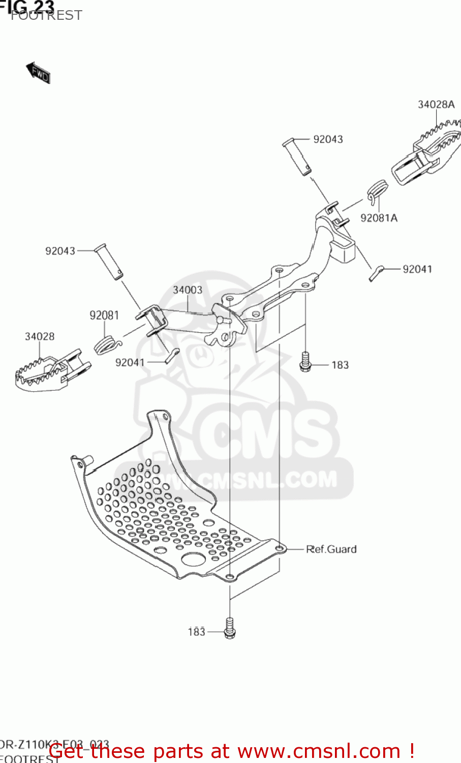 FOOTREST DR-Z110 2004 (K4) USA (E03) DRZ110 DR Z110