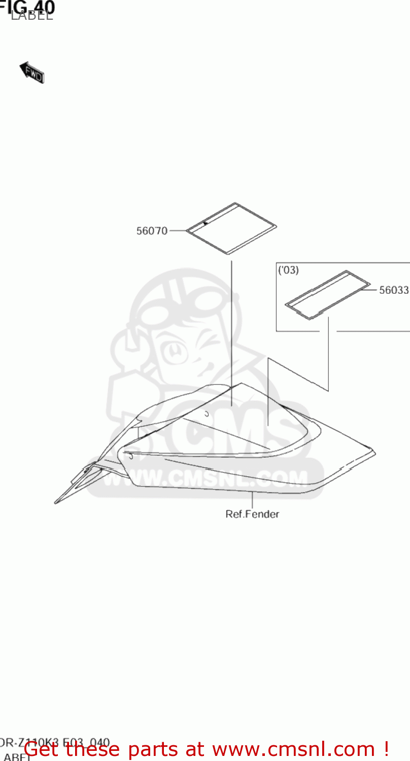 LABEL DR-Z110 2004 (K4) USA (E03) DRZ110 DR Z110