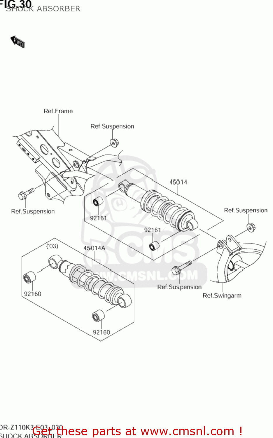 SHOCK ABSORBER DR-Z110 2004 (K4) USA (E03) DRZ110 DR Z110