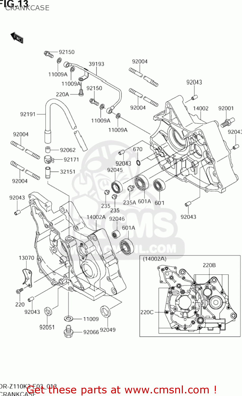 CRANKCASE DR-Z110 2005 (K5) USA (E03) DRZ110 DR Z110