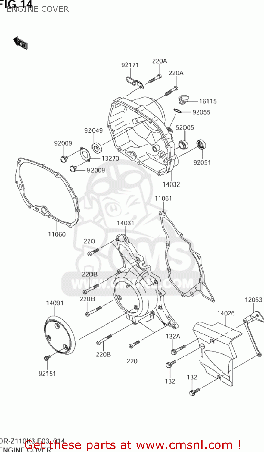 ENGINE COVER DR-Z110 2005 (K5) USA (E03) DRZ110 DR Z110