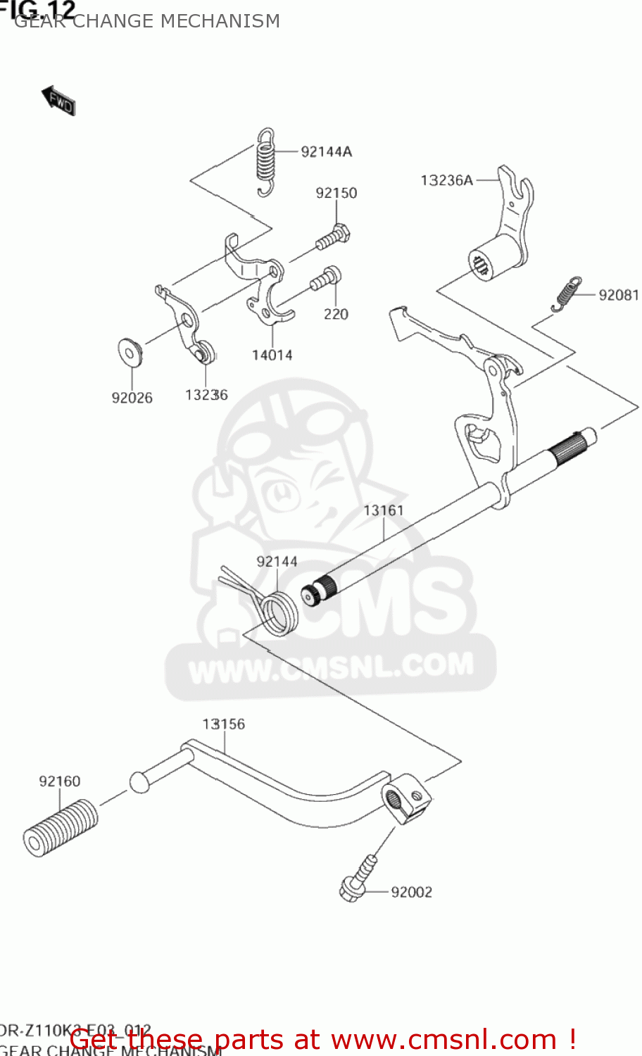 GEAR CHANGE MECHANISM DR-Z110 2005 (K5) USA (E03) DRZ110 DR Z110