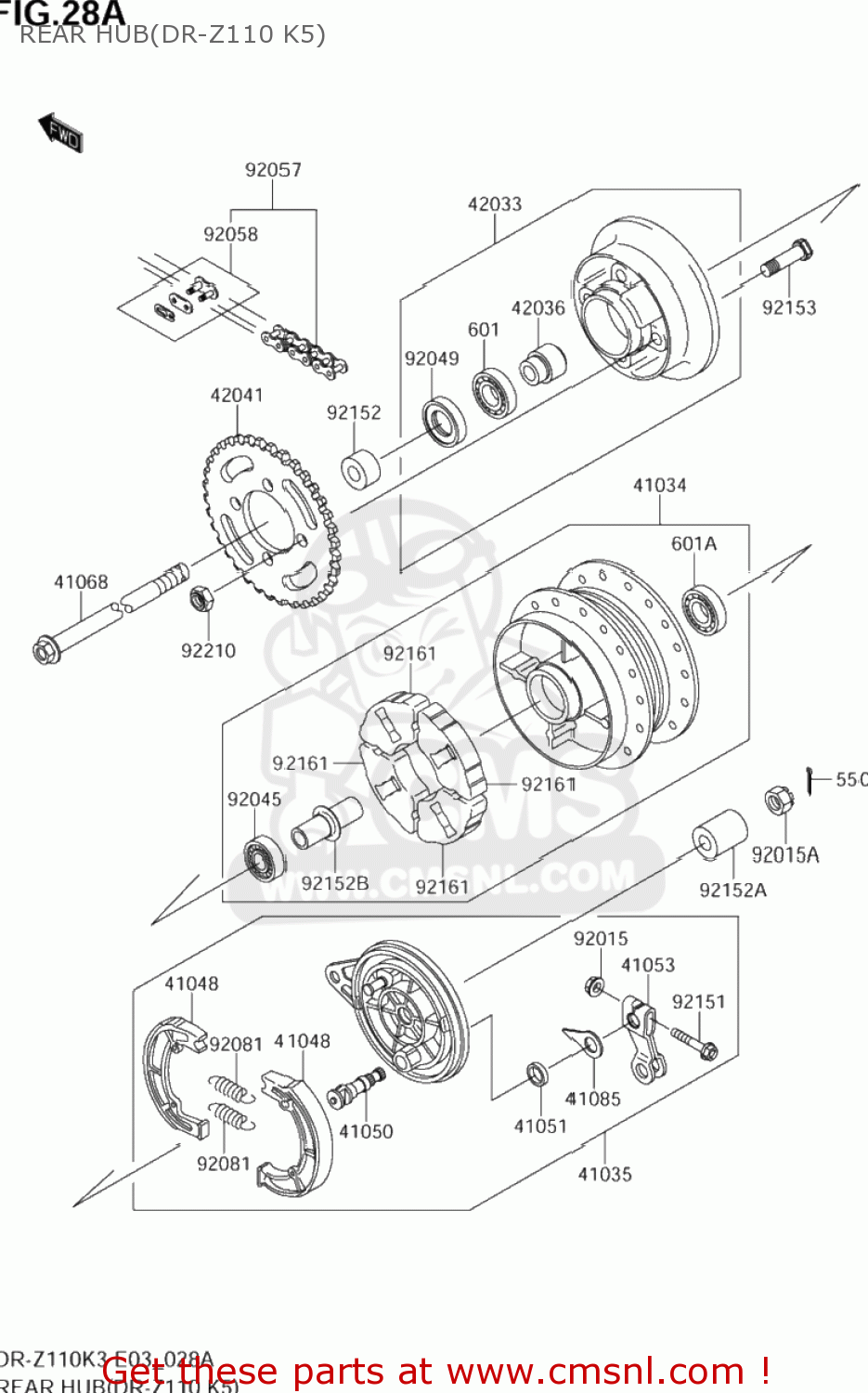 REAR HUB(DR-Z110 K5) DR-Z110 2005 (K5) USA (E03) DRZ110 DR Z110