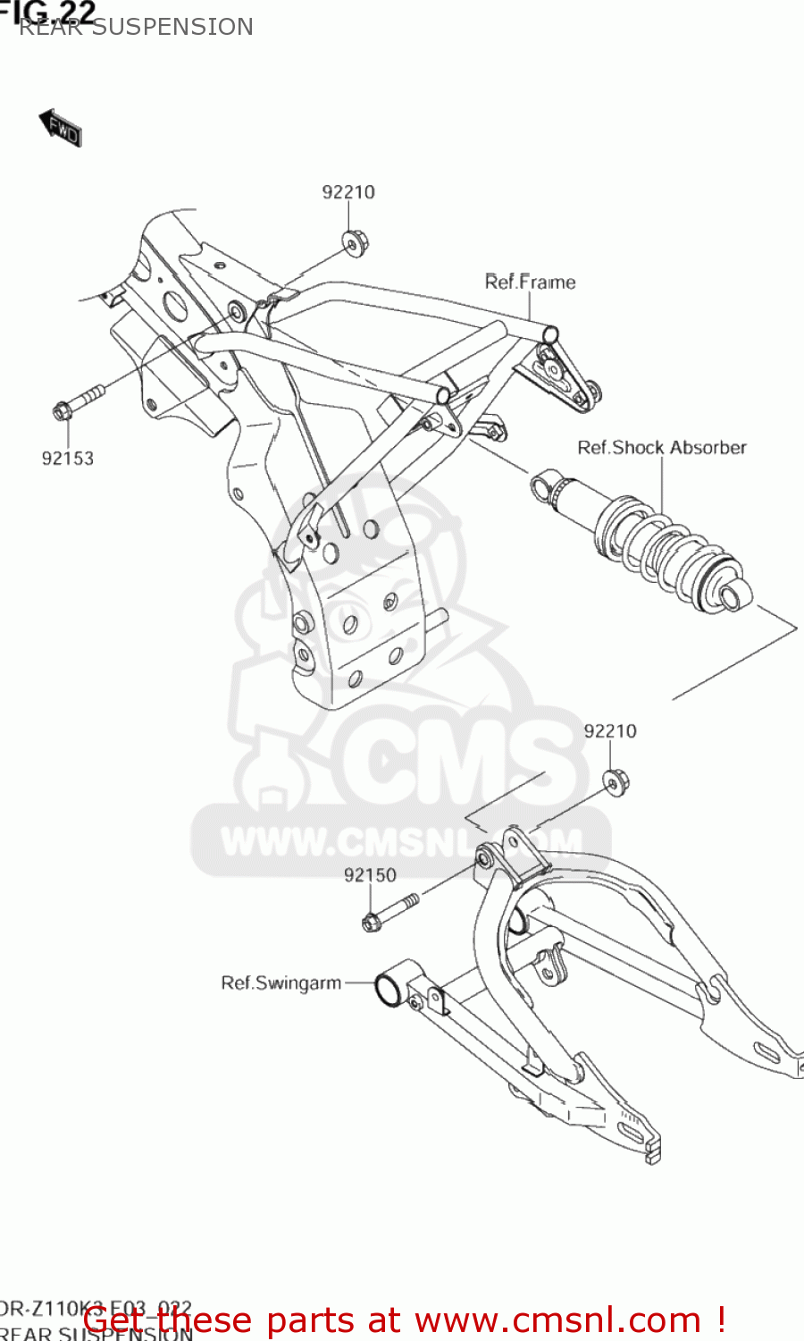 REAR SUSPENSION DR-Z110 2005 (K5) USA (E03) DRZ110 DR Z110