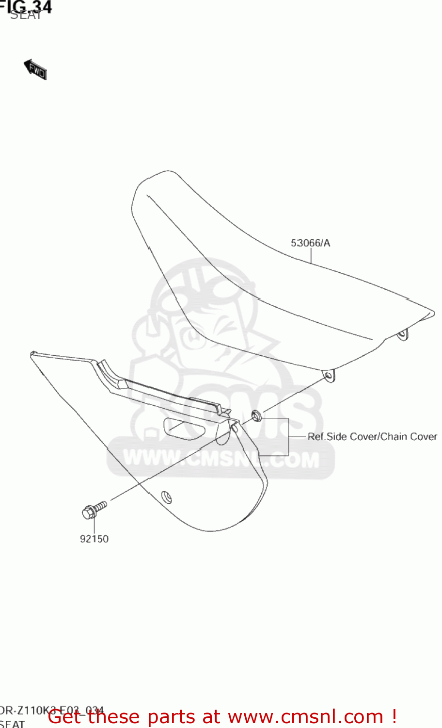 SEAT DR-Z110 2005 (K5) USA (E03) DRZ110 DR Z110
