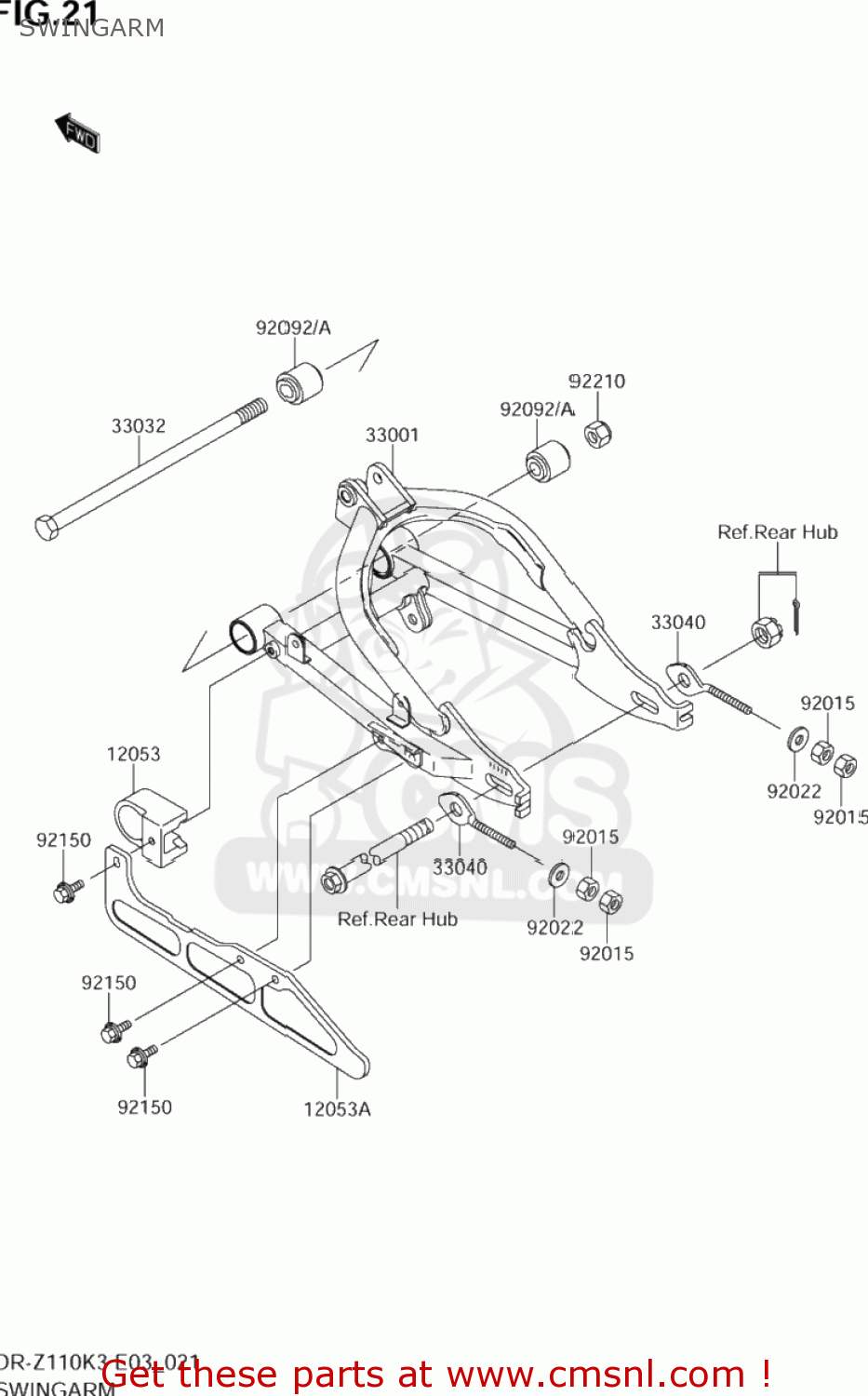SWINGARM DR-Z110 2005 (K5) USA (E03) DRZ110 DR Z110