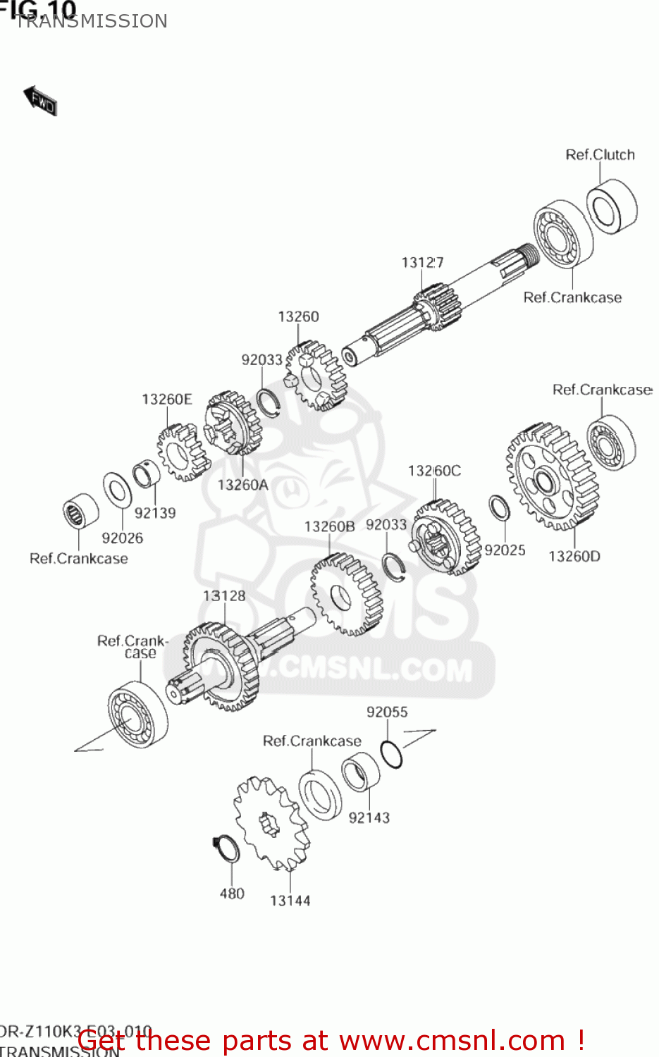 TRANSMISSION DR-Z110 2005 (K5) USA (E03) DRZ110 DR Z110