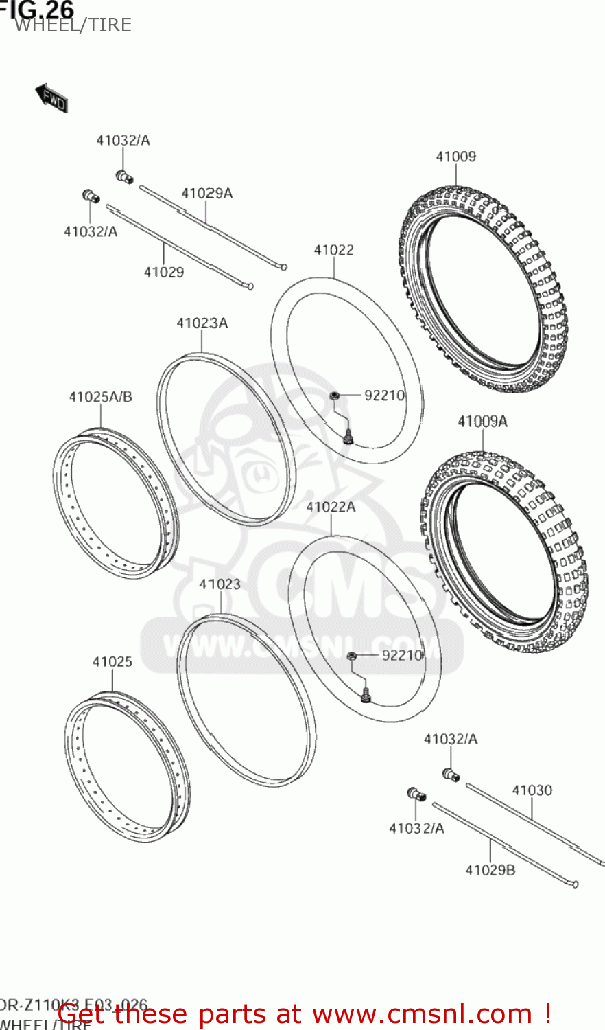 WHEEL/TIRE DR-Z110 2005 (K5) USA (E03) DRZ110 DR Z110