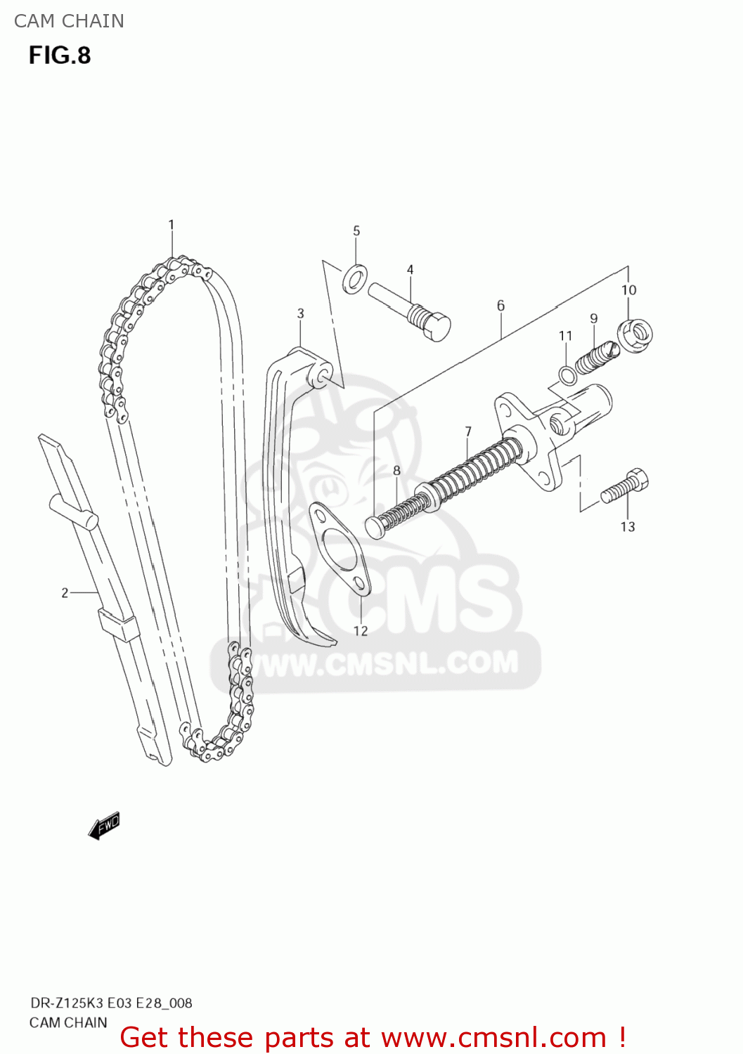 CAM CHAIN DR-Z125 2003 (K3) USA (E03) DRZ125 DR Z125