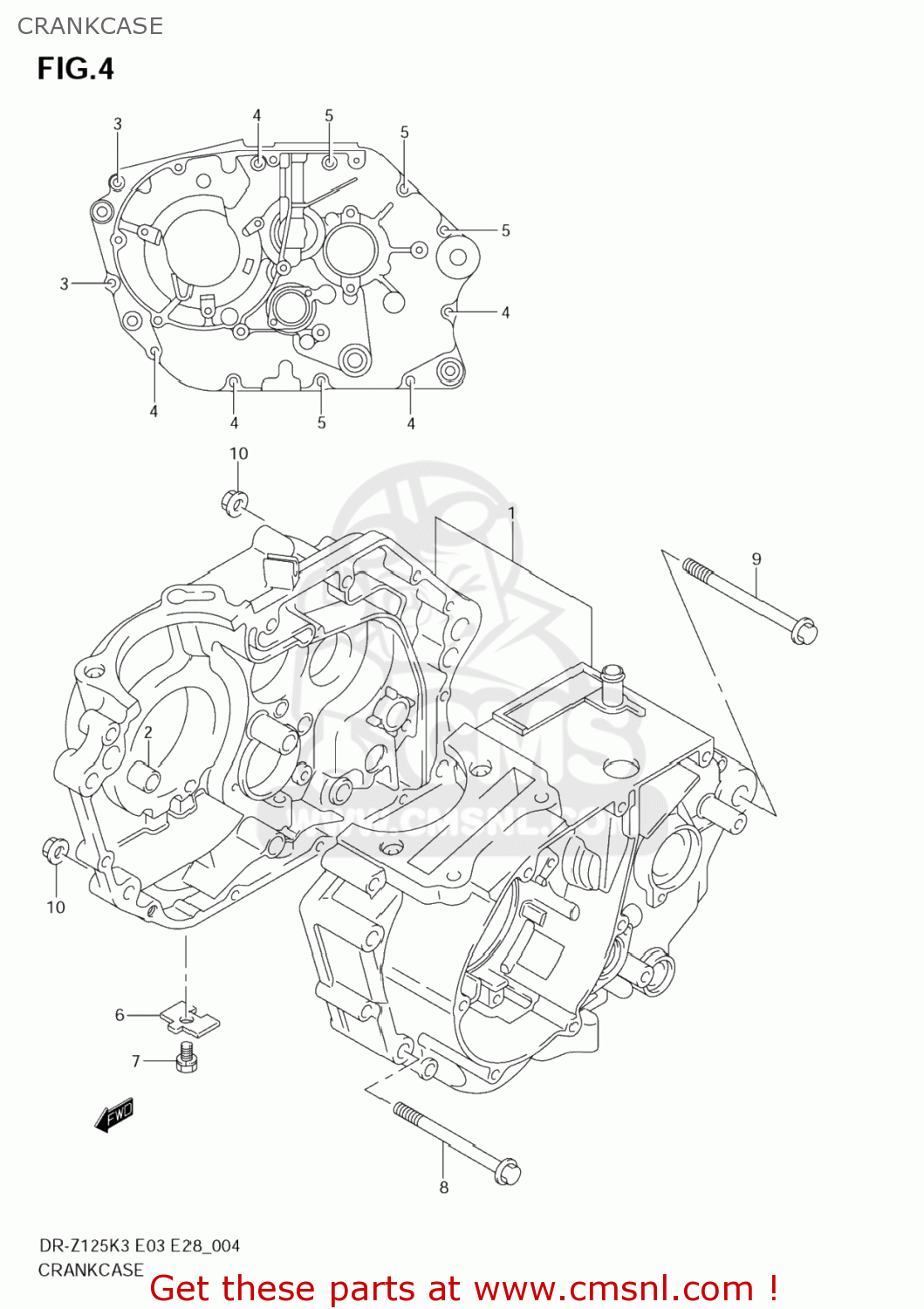 CRANKCASE DR-Z125 2003 (K3) USA (E03) DRZ125 DR Z125