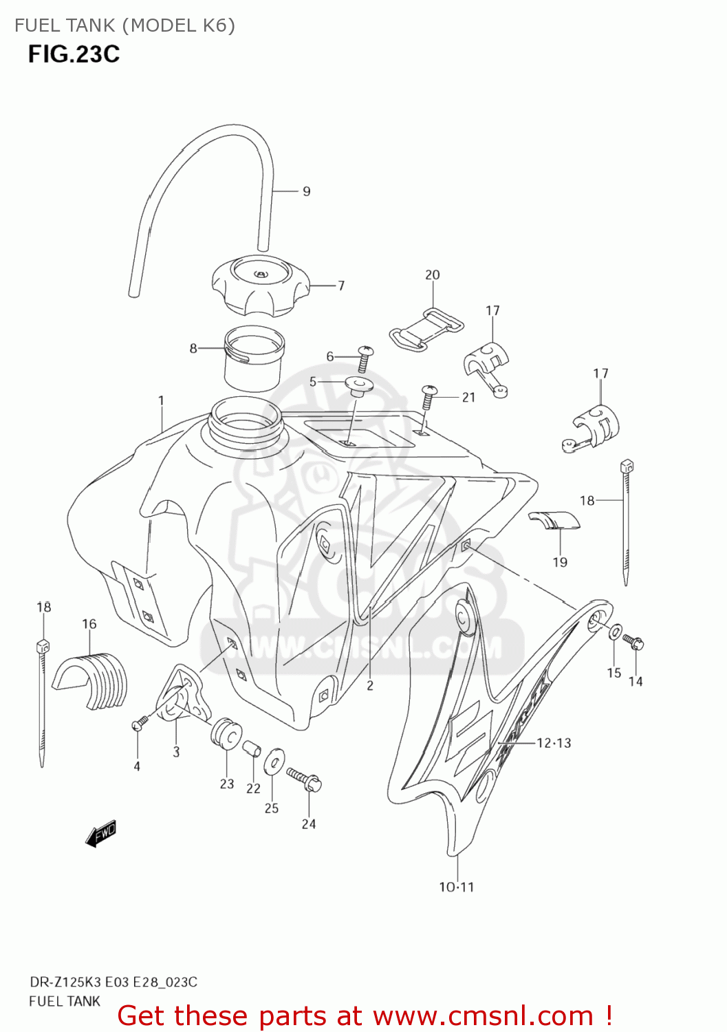 FUEL TANK (MODEL K6) DR-Z125 2003 (K3) USA (E03) DRZ125 DR Z125