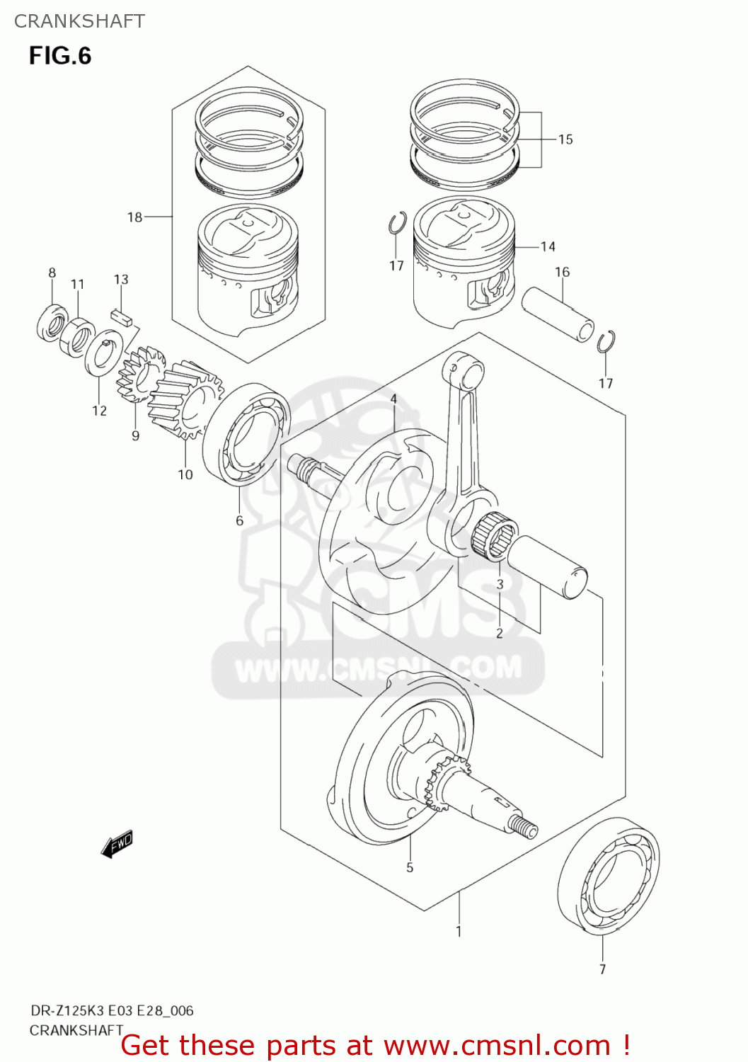 CRANKSHAFT DR-Z125 2004 (K4) USA (E03) DRZ125 DR Z125